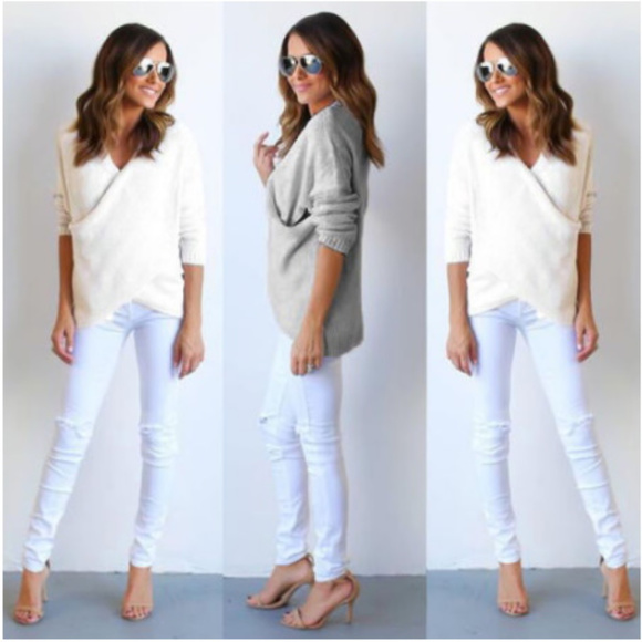 Sweaters - ☆HP☆ Crisscross Front Knit Sweater in Off White